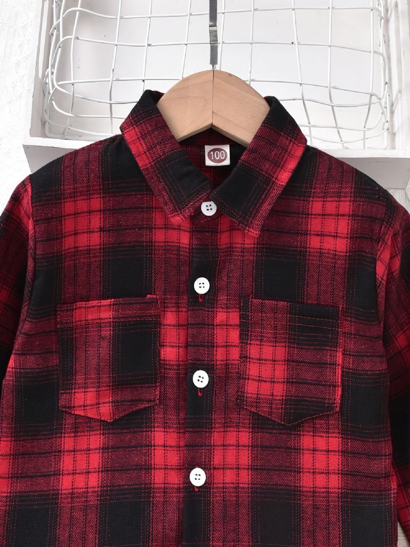 Drenge Flanell Print Langærmet Button Shirt Børnetøj