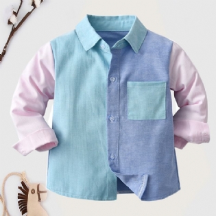 Drenge Langærmet Colorblock Button-up Skjorte Børnetøj