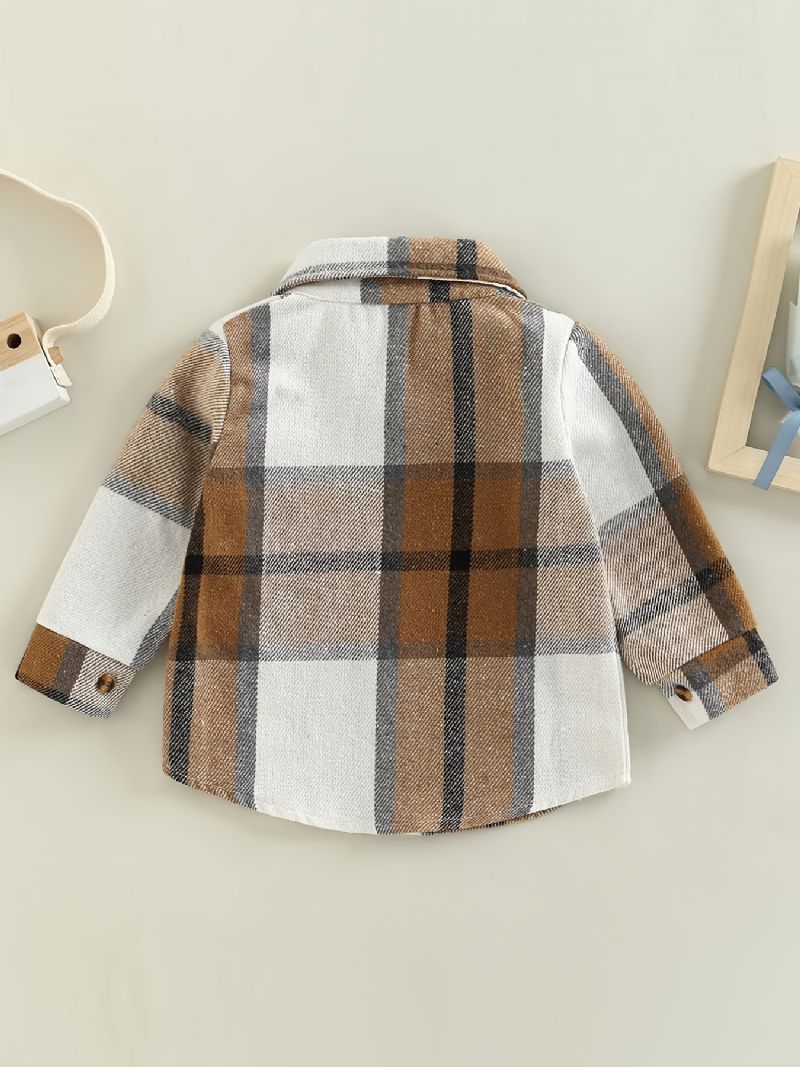 Drenge Piger Casual Cardigan Krave Plaid Skjorte Langærmet Button Down Med Lomme Til Vintertøj Til Børn