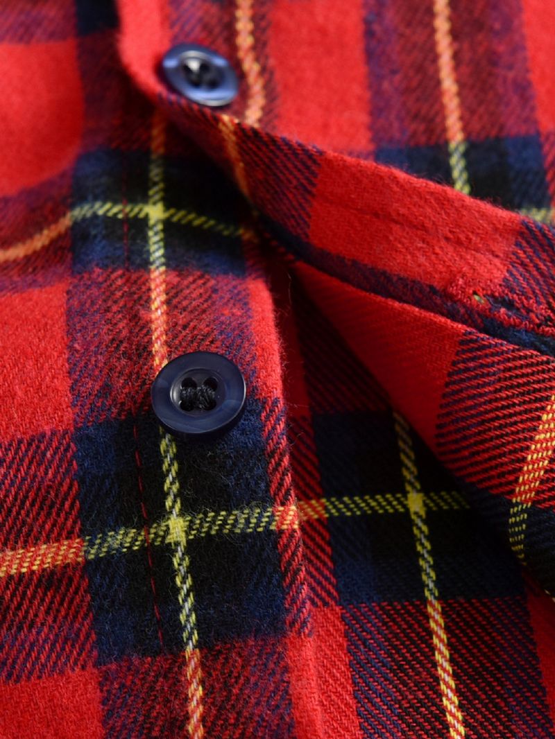 Efterår Og Vinter Drenges Afslappede Cardiganskjorte Med Plaid-knap I Farveblok
