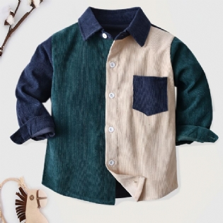Toddler Børn Drenge Colorblock Button-up Skjorte Til Vinter Baby Tøj