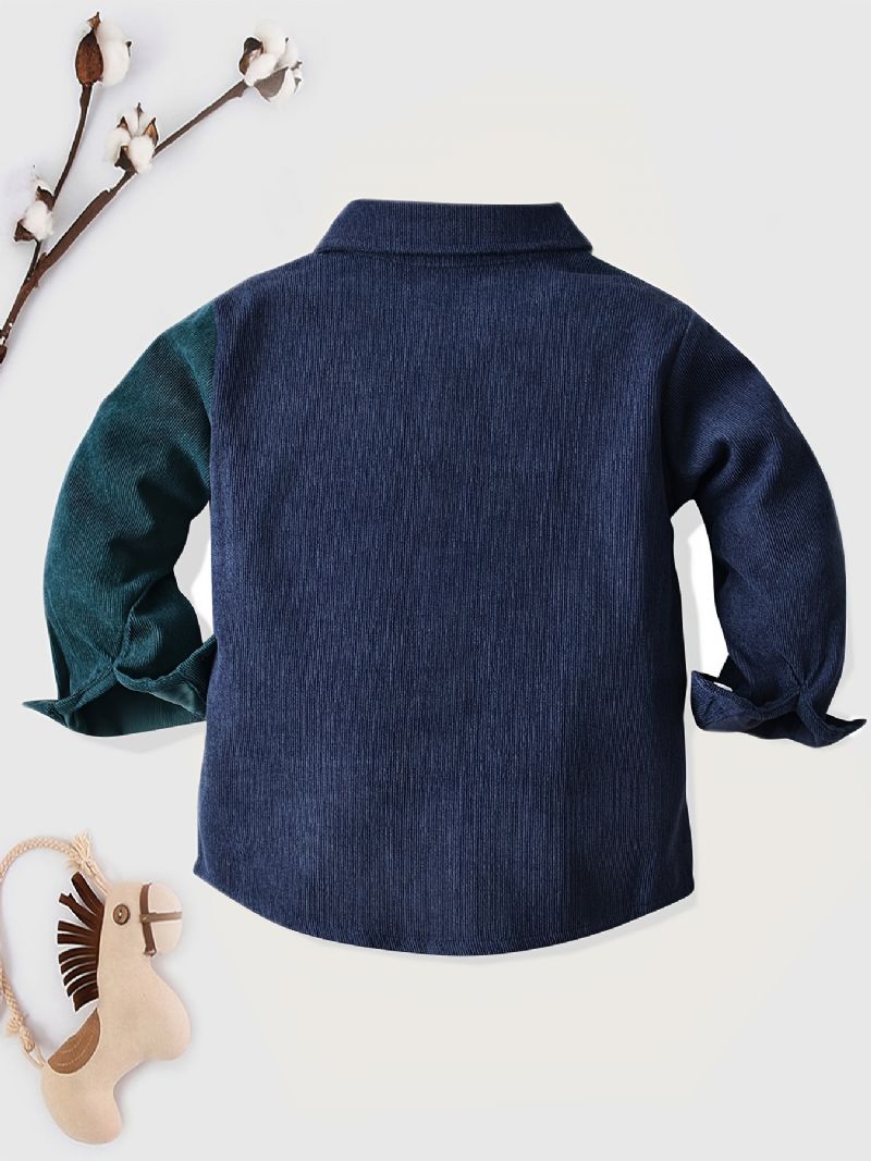 Toddler Børn Drenge Colorblock Button-up Skjorte Til Vinter Baby Tøj