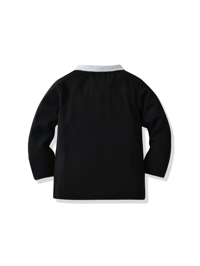 Toddler Drenge Colorblock Langærmet Polo Shirt Toppe Baby Børnetøj