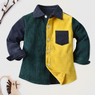 Toddler Drenge Langærmet Colorblock Shirt Top Børnetøj