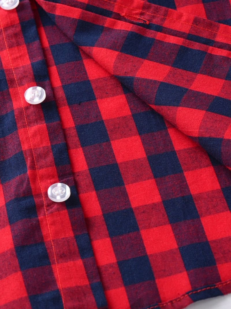 Toddler Drenge Plaid Print Langærmet Shirt Børnetøj