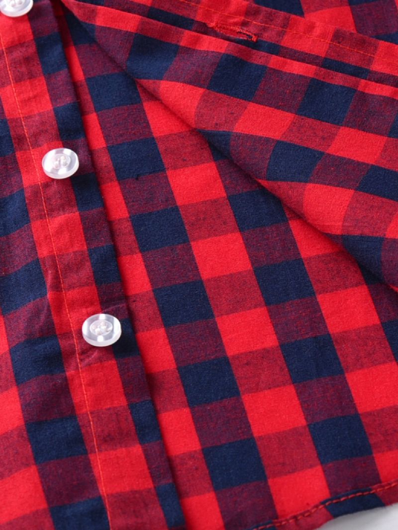 Toddler Drenge Plaid Print Langærmet Shirt Børnetøj