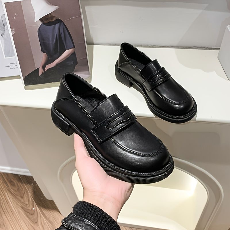 Kvinders Slip On Solid Loafers I Imiteret Læder Pige Lolita Sko College Gothic Platform Kvalitetssko