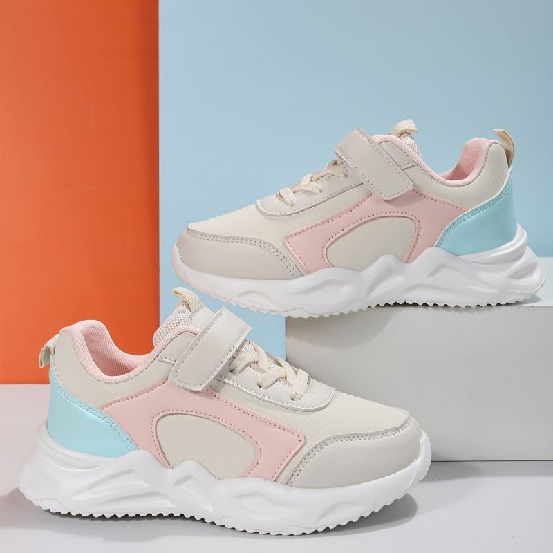 Pige Læder Sneakers Med Blød Sål Letvægts Åndbar Skridsikker Løbesko Chunky Sneaker