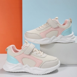 Pige Læder Sneakers Med Blød Sål Letvægts Åndbar Skridsikker Løbesko Chunky Sneaker