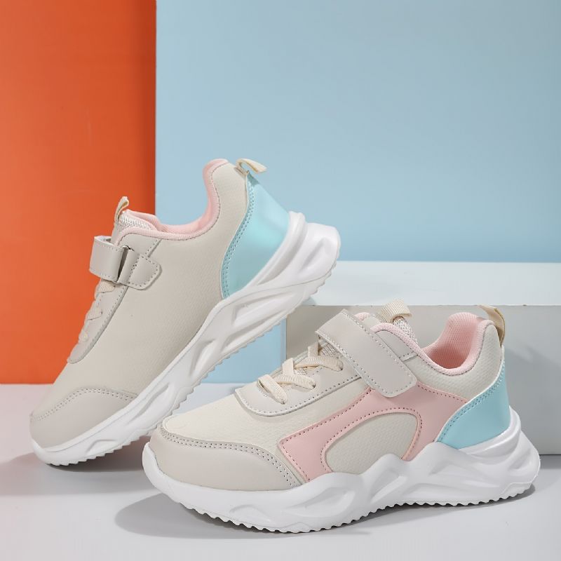 Pige Læder Sneakers Med Blød Sål Letvægts Åndbar Skridsikker Løbesko Chunky Sneaker