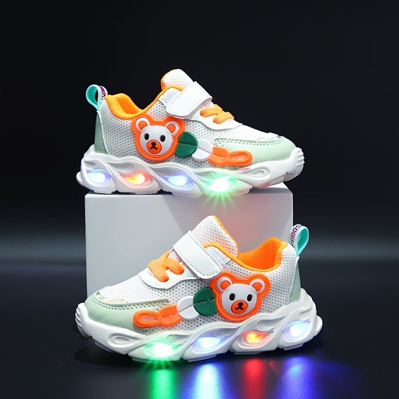 Piger Led Sko Sneakers Åndbar Cartoon Bear Sportssko Børnesko