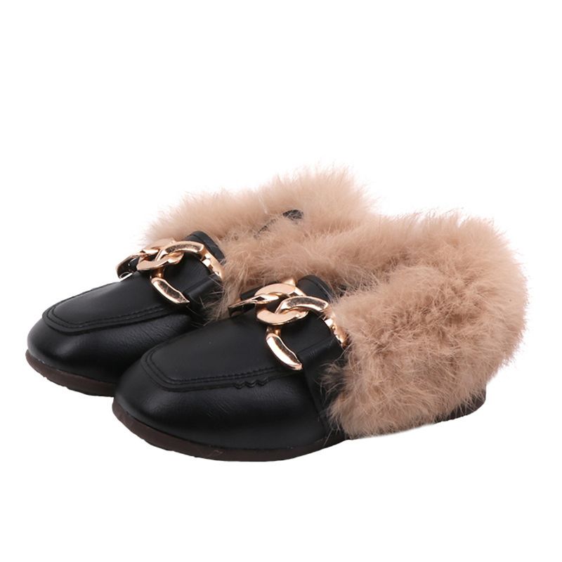 Småbørn Børn Piger Loafers Blødsålede Anti-slip Ulden Kjole Sko Vandresko Til Vinter