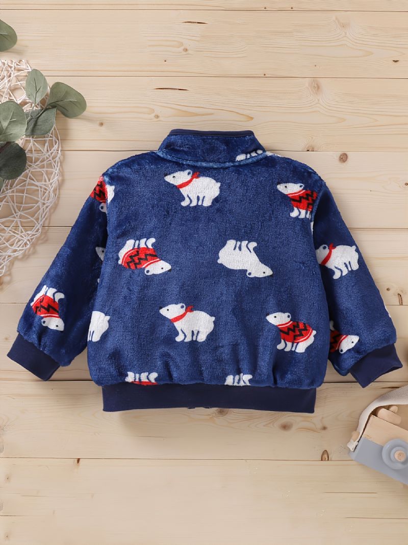 Baby Drenge Cute White Bear Zip Up Langærmet Jakke