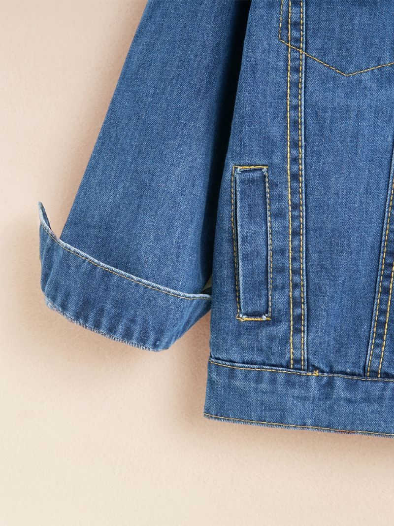 Baby Drenge Piger Button Down Denimjakke Langærmet Lapel Frakke Børnetøj