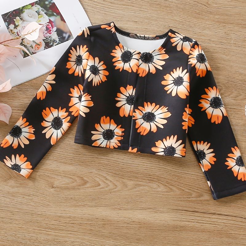 Baby Piger Jakke Blomster Print Langærmet Cardigan Børnetøj