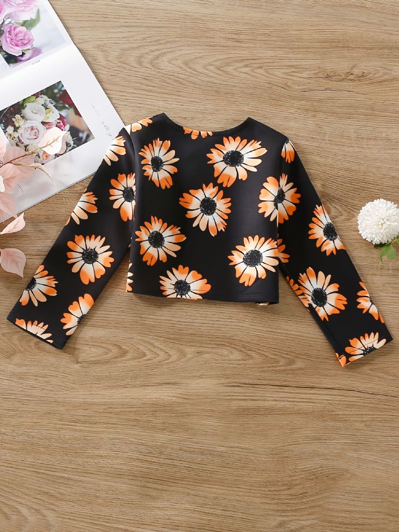 Baby Piger Jakke Blomster Print Langærmet Cardigan Børnetøj