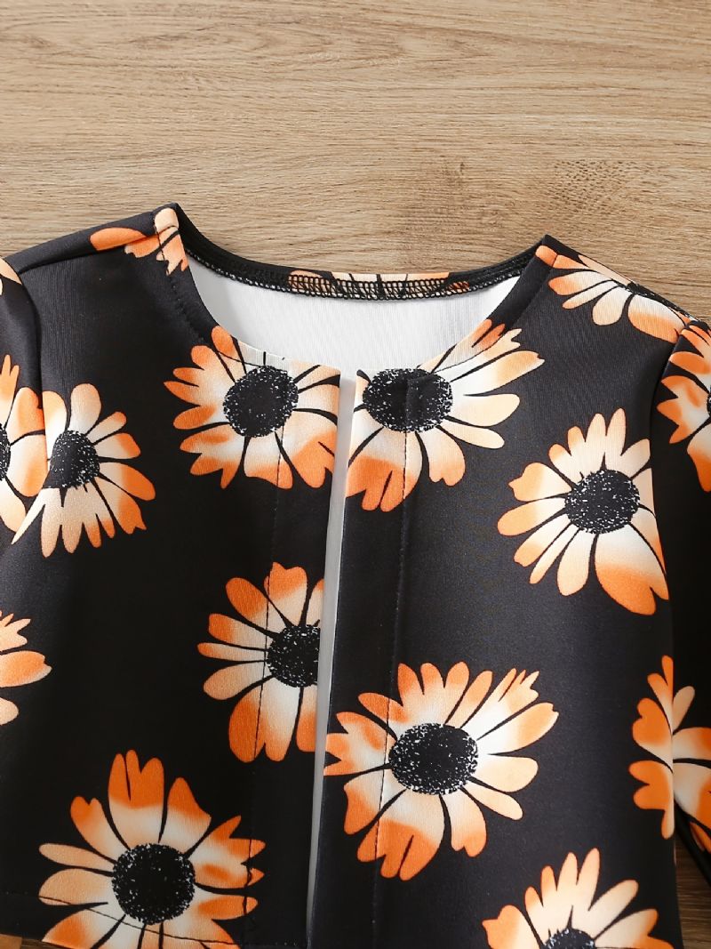 Baby Piger Jakke Blomster Print Langærmet Cardigan Børnetøj