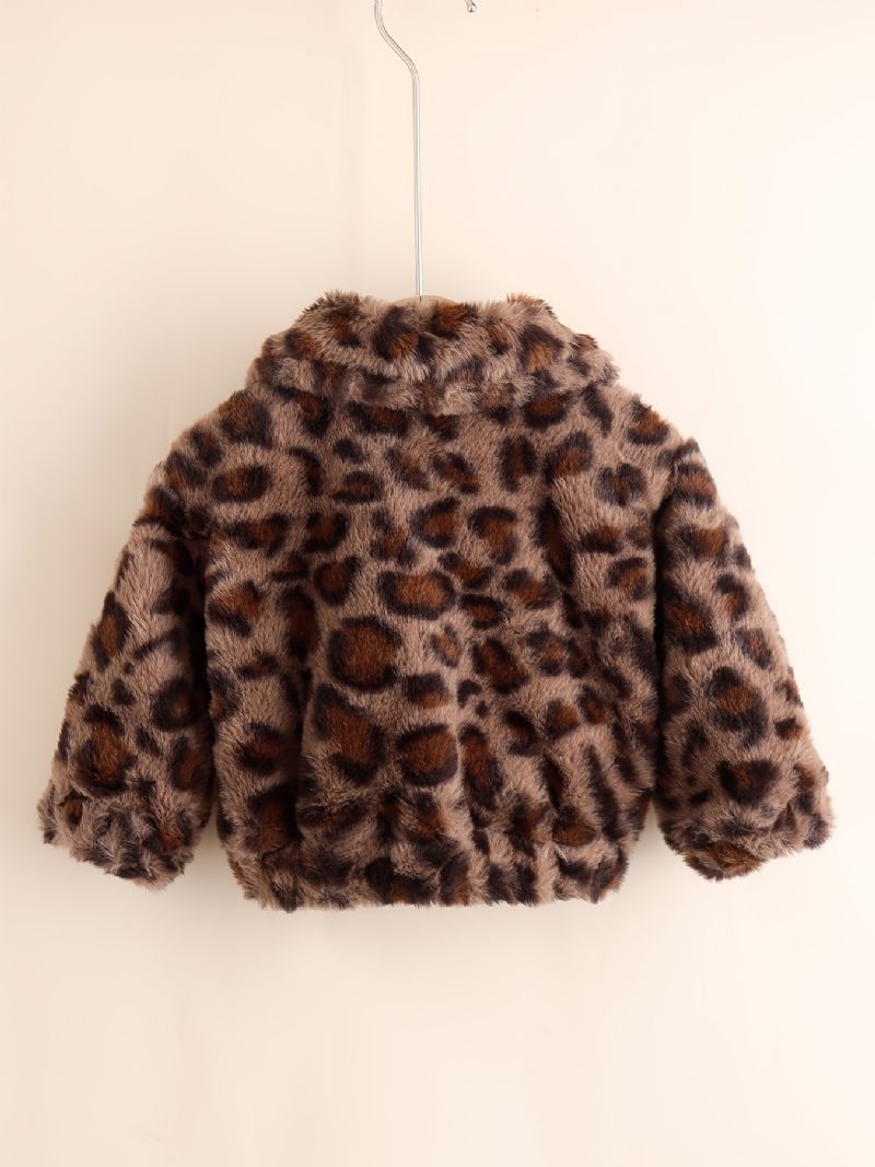 Babypiger Leopardprint Fleecejakke Til Vinter Babytøj