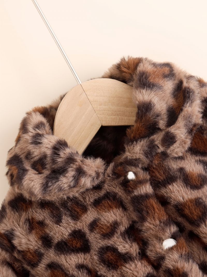 Babypiger Leopardprint Fleecejakke Til Vinter Babytøj