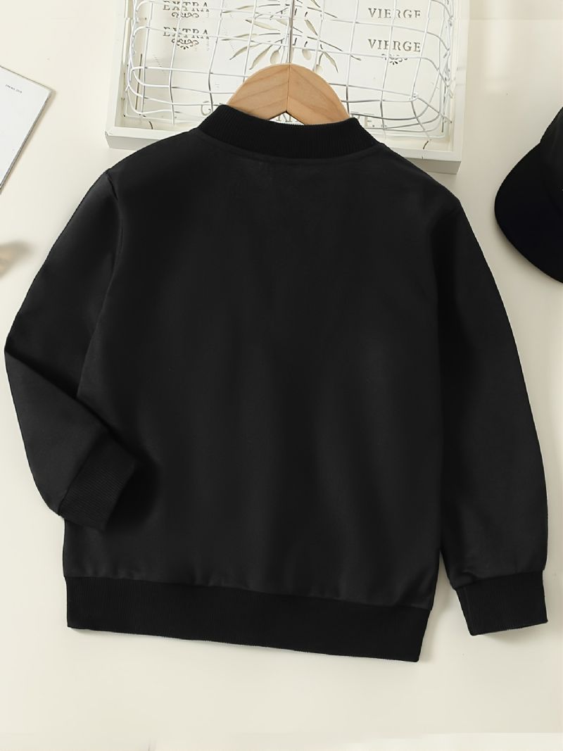 Børn Piger Brev Print Casual Lynlås Baseball Krave Sweatshirt Jakke Efterår Vinter