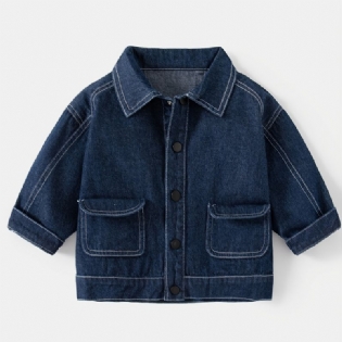 Børnemode Casual Pocket Denimjakke Efterår Vinter