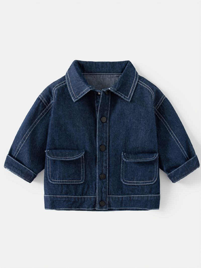 Børnemode Casual Pocket Denimjakke Efterår Vinter