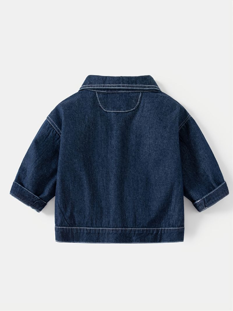 Børnemode Casual Pocket Denimjakke Efterår Vinter