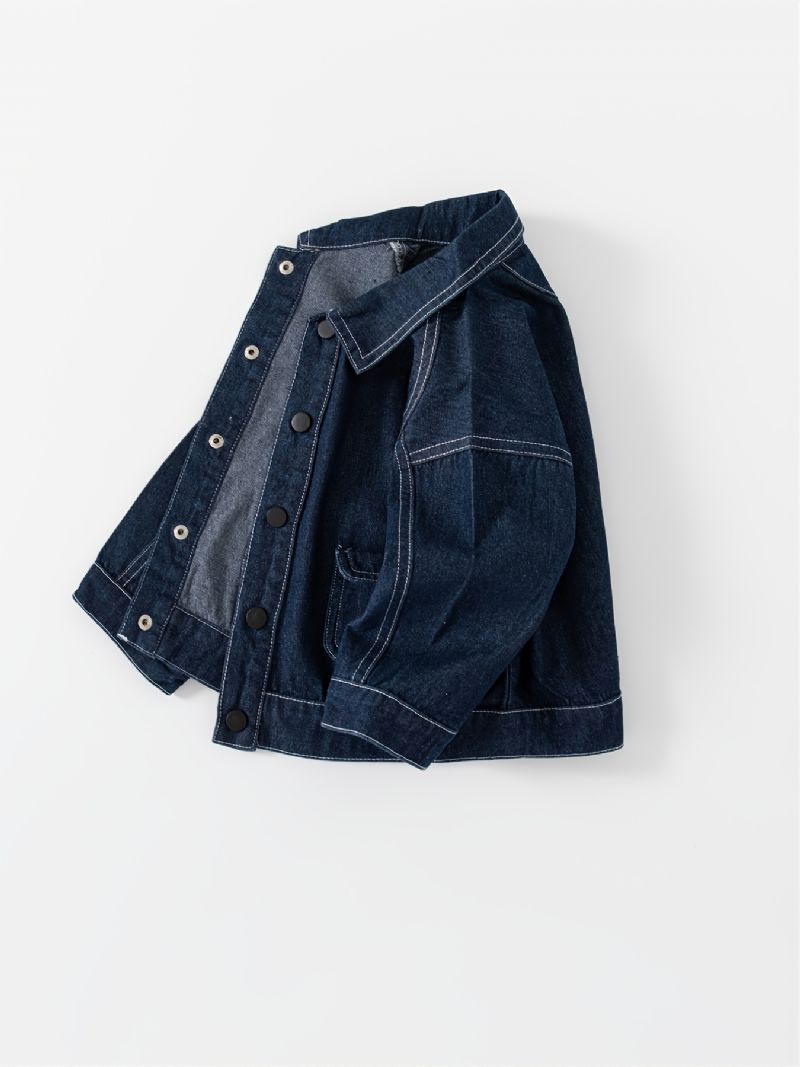 Børnemode Casual Pocket Denimjakke Efterår Vinter