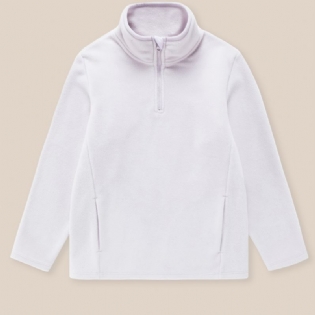 Børnemode Halv Lynlås Fleece Sweatshirt Atletisk Jakke Hvid