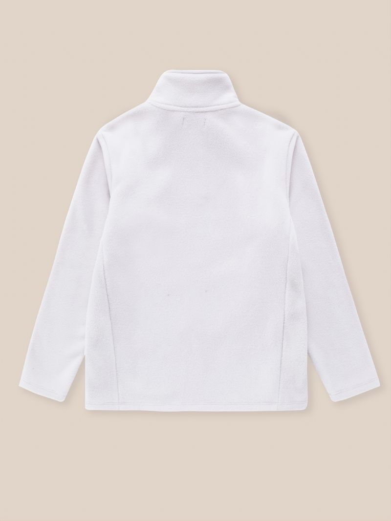 Børnemode Halv Lynlås Fleece Sweatshirt Atletisk Jakke Hvid