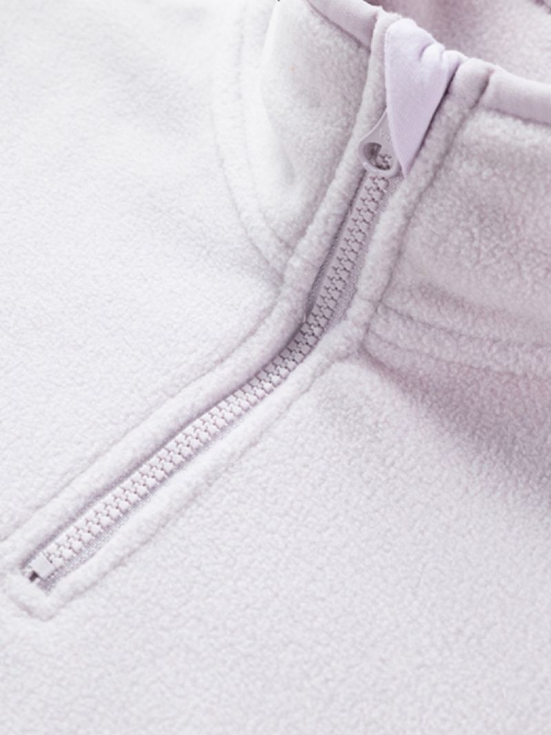 Børnemode Halv Lynlås Fleece Sweatshirt Atletisk Jakke Hvid