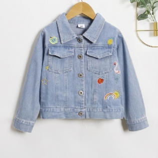 Casual Børne Denim Broderet Jakke