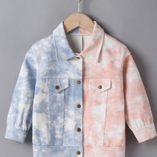 Denimjakke Til Børn Tie Dye Splejsning Langærmet Button Down Top Drenge Piger Tøj