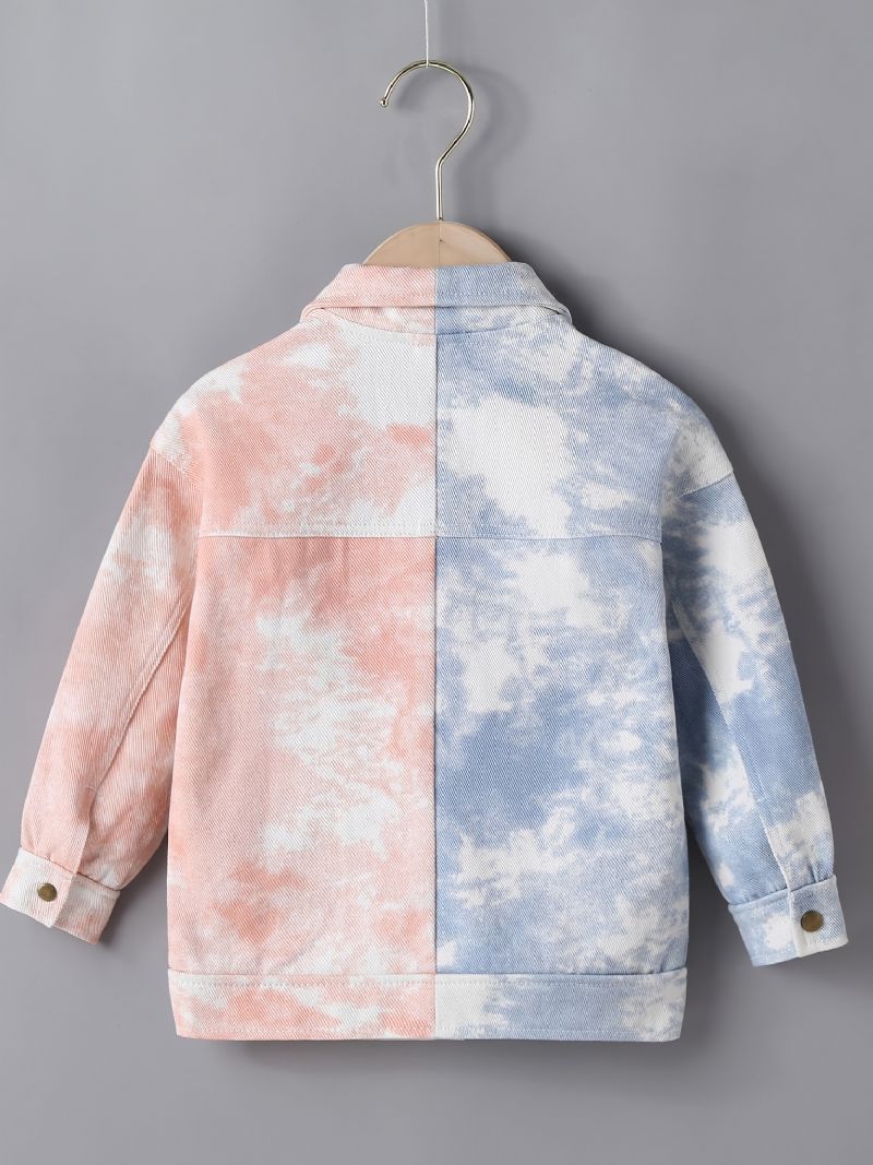 Denimjakke Til Børn Tie Dye Splejsning Langærmet Button Down Top Drenge Piger Tøj