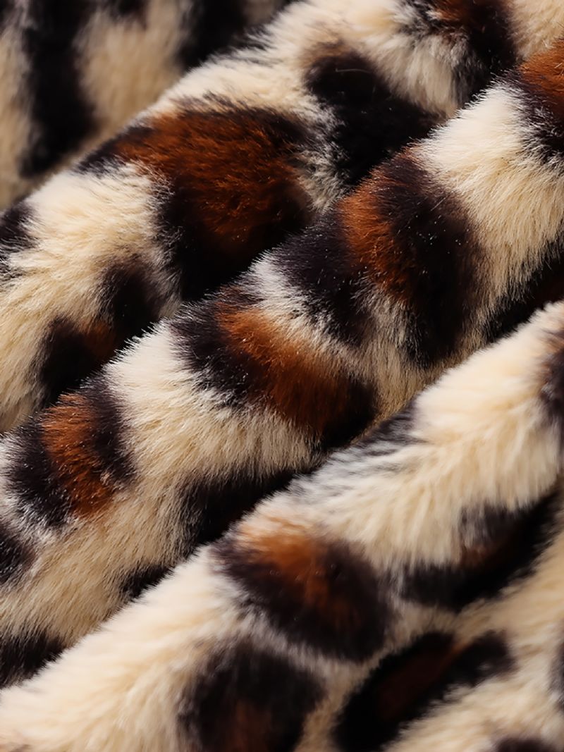 Drenge Afslappet Sød Leopardprint Fleece Termisk Hættejakke Med Bjørneører Til Vinter
