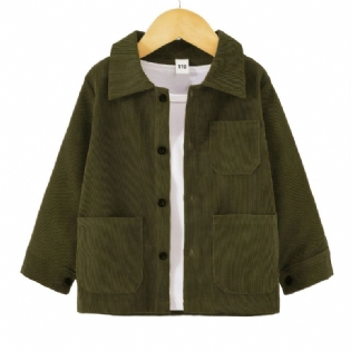 Drenge Army Green Corduroy Button Down Jacket Børnetøj