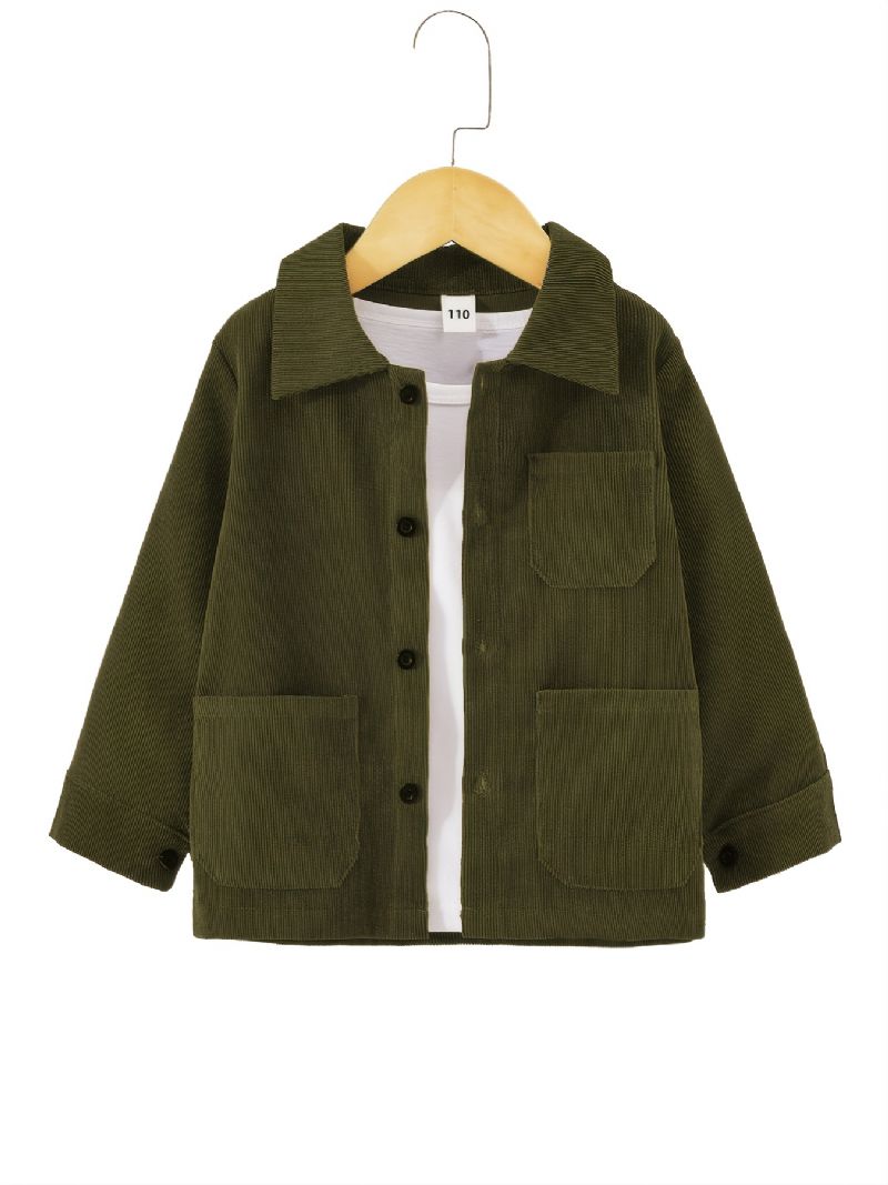 Drenge Army Green Corduroy Button Down Jacket Børnetøj