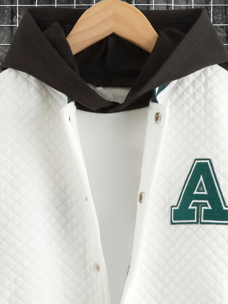 Drenge Brev Broderi Stand Krave Baseballjakke Børnetøj