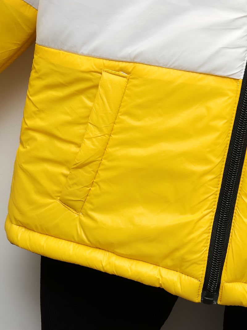 Drenge Casual Fleece Termisk Patchwork-jakke Vindtæt Fortykket Polstret Ydertøj Til Vinter