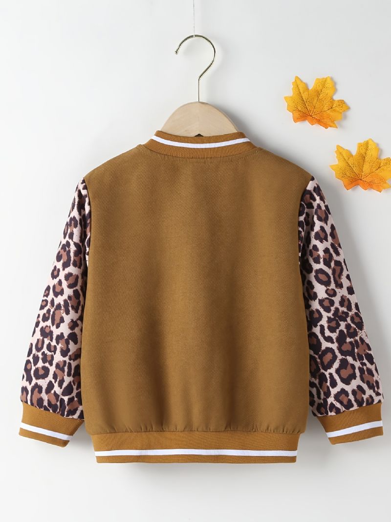 Drenge Casual Leopard G Print Jakke Med Standkrave Til Vinter