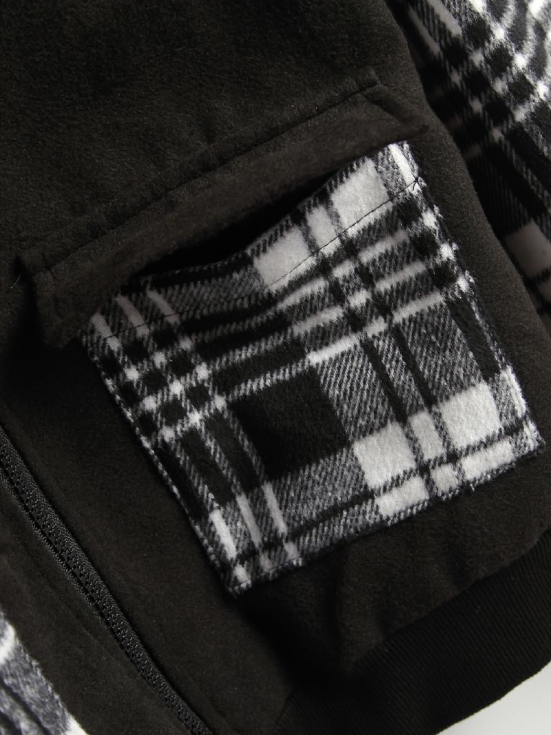 Drenge Casual Plaid Pocket Front Lynlås Langærmet Warm Coast Jacket Tøj