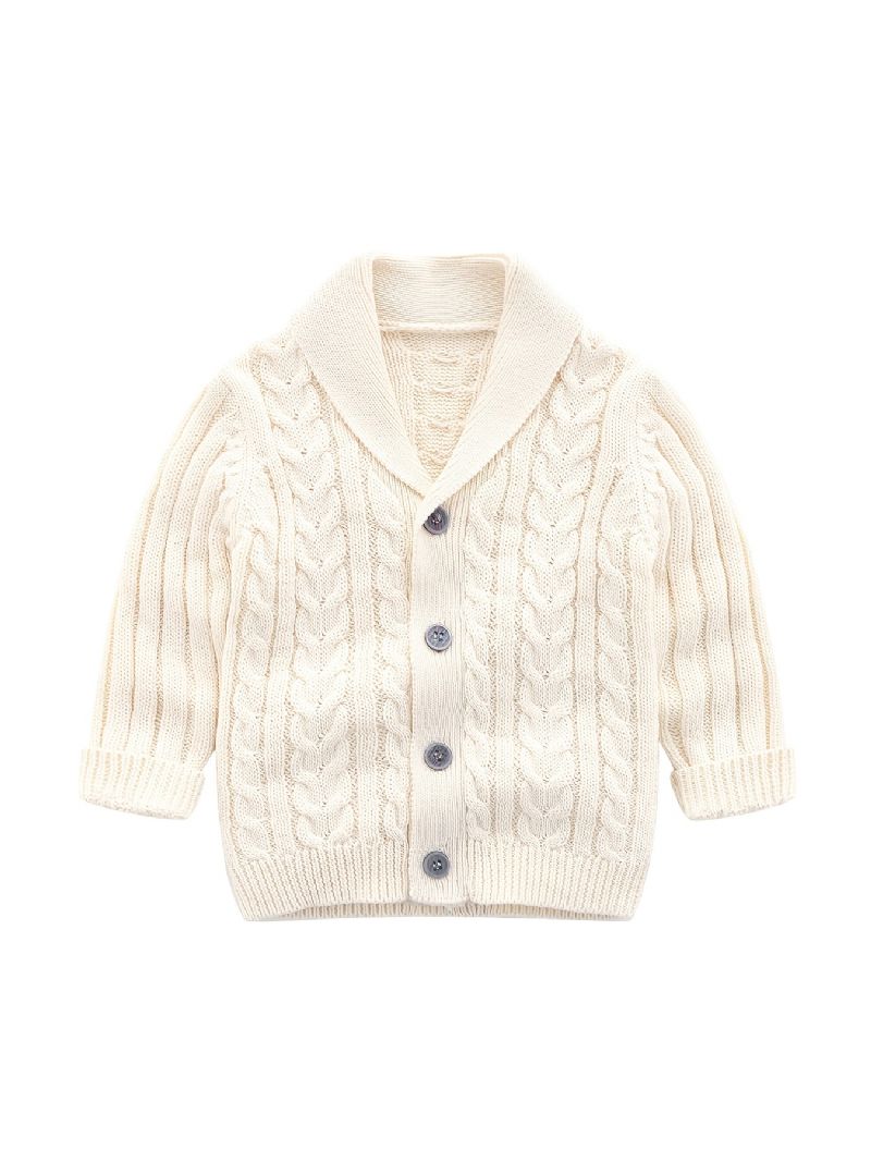 Drenge Piger Pullover Cardigan V-hals Strikket Jakke Med Kabelstrik Mønster Vinter Outwear Børnetøj