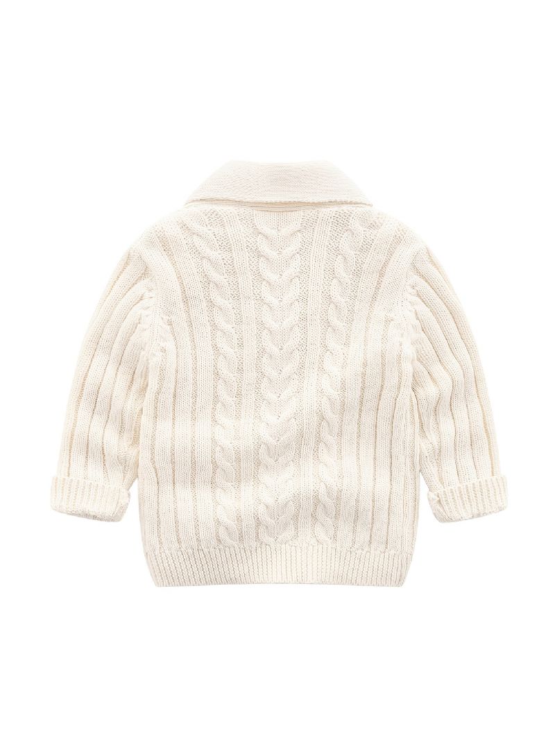 Drenge Piger Pullover Cardigan V-hals Strikket Jakke Med Kabelstrik Mønster Vinter Outwear Børnetøj