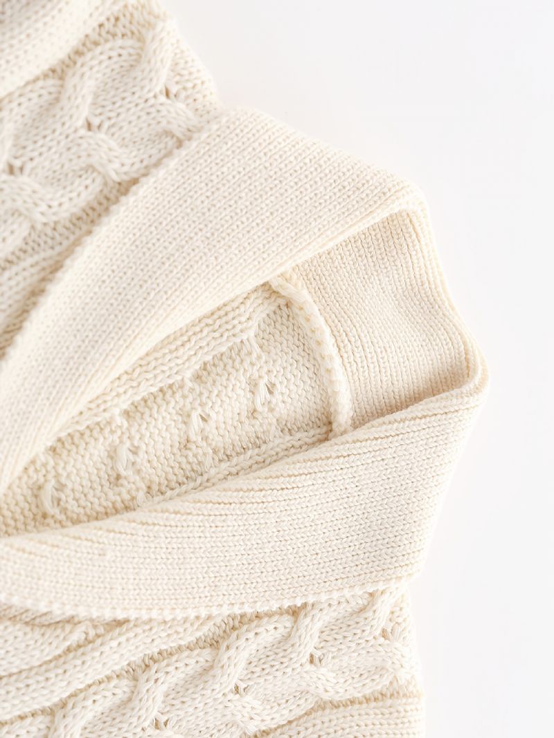 Drenge Piger Pullover Cardigan V-hals Strikket Jakke Med Kabelstrik Mønster Vinter Outwear Børnetøj