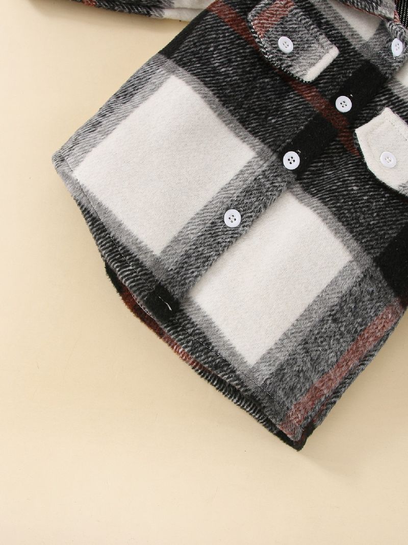 Efterår Vinter Baby Casual Moderigtig Lapel Plaid Shirt Jacket