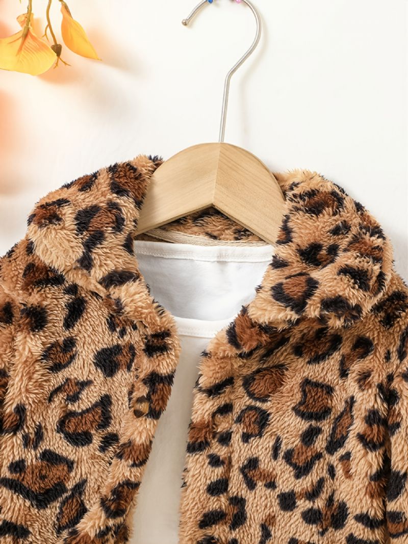 Efterår Vinter Baby Mode Leopard Fortykket Varm Fleecejakke