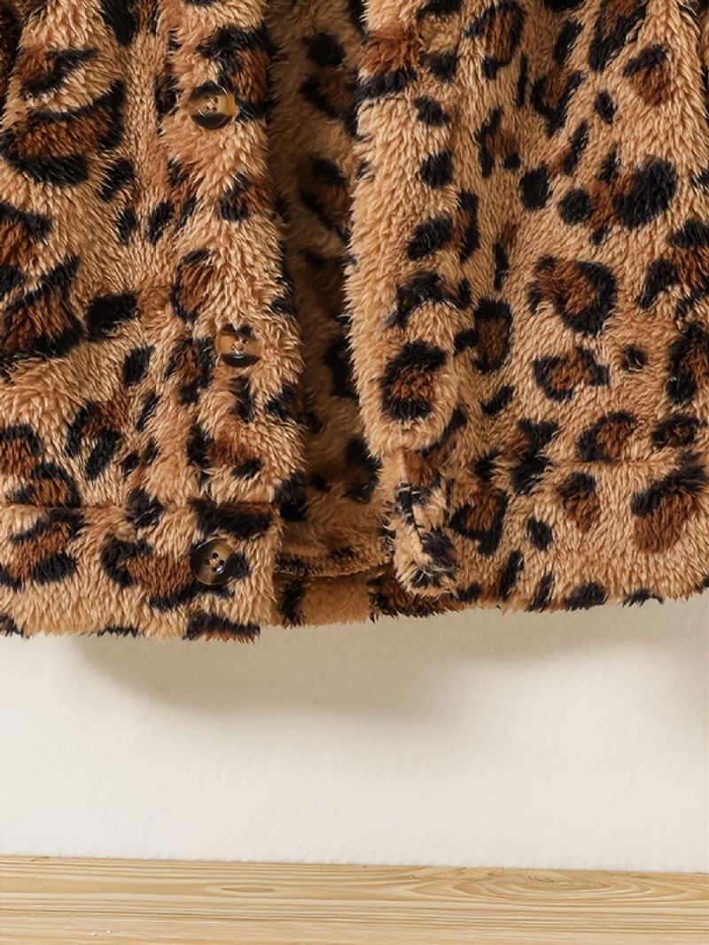Efterår Vinter Baby Mode Leopard Fortykket Varm Fleecejakke