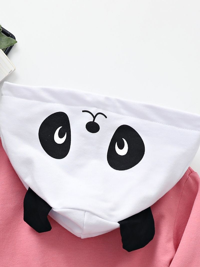 Panda Print Lynlåsjakke Til Børn Termisk Hættetrøje Til Piger