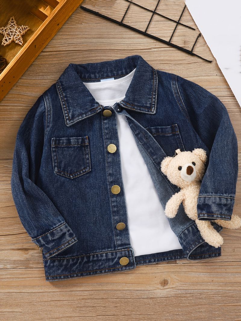 Piger Button-up Reverskrave Denimjakke Børnetøj