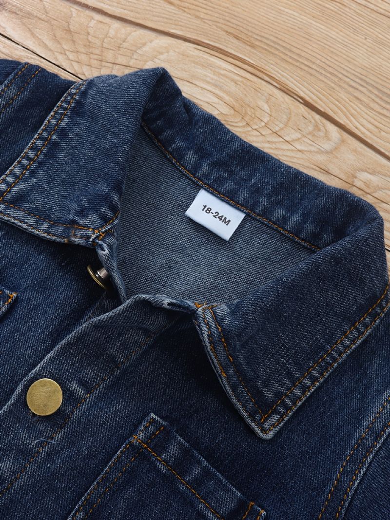 Piger Button-up Reverskrave Denimjakke Børnetøj